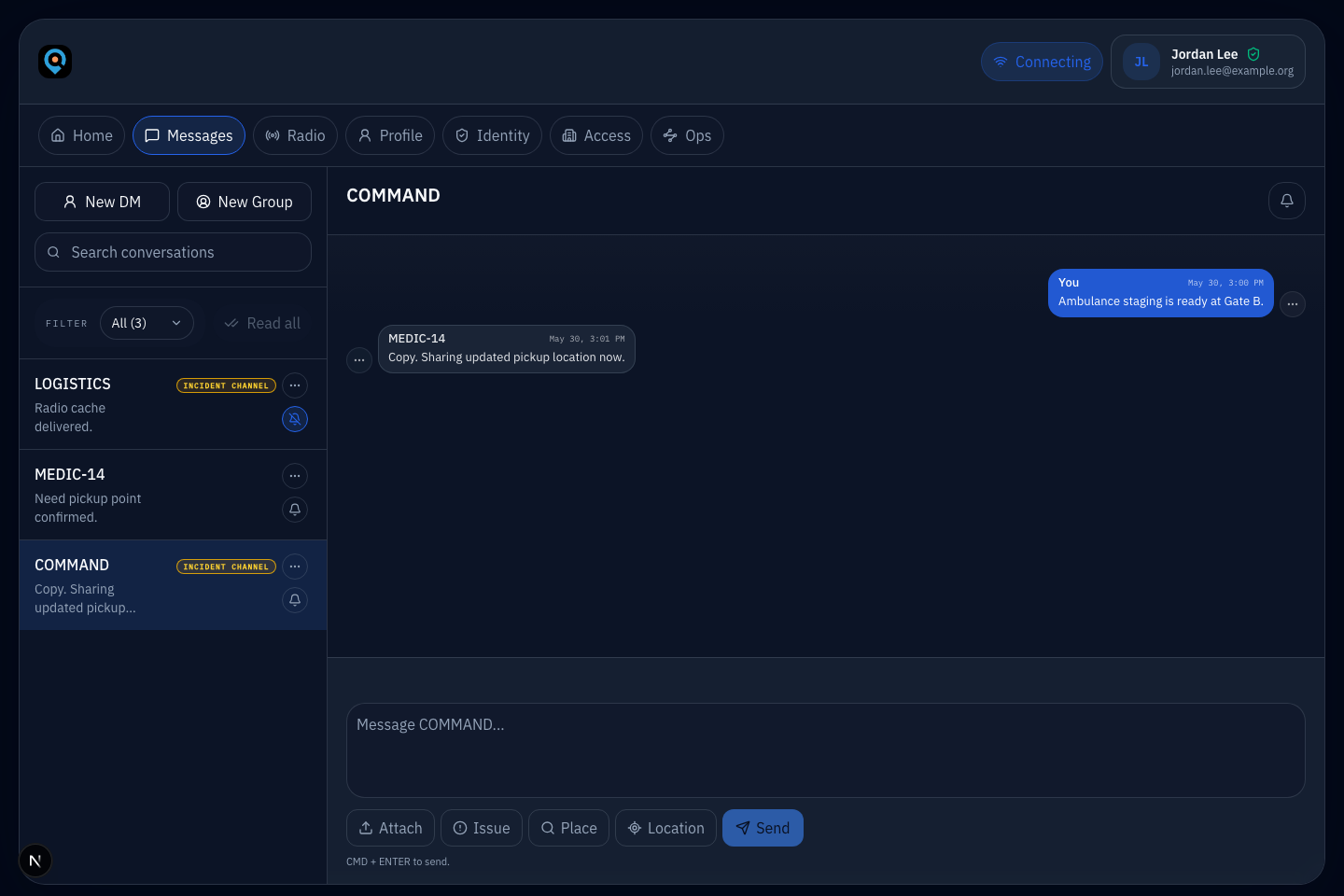 Ops messages workspace